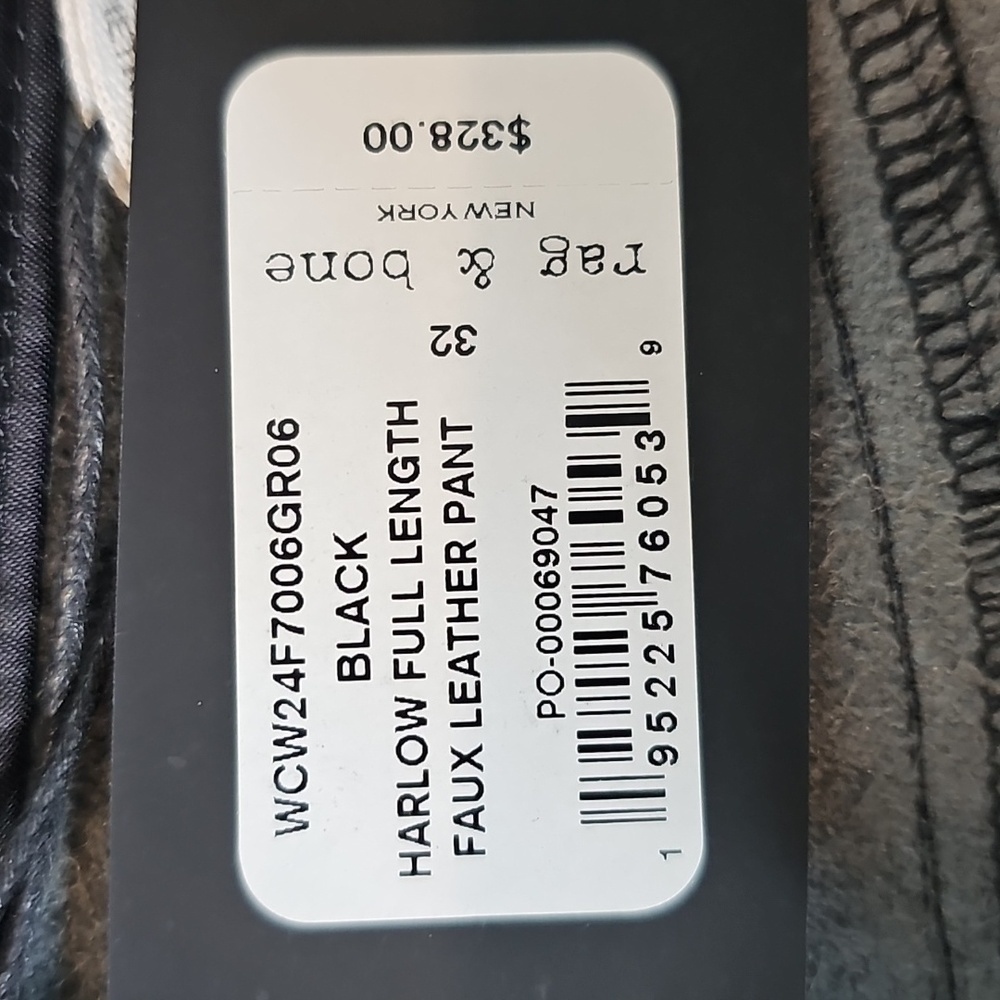 Rag & Bone Black Harlow Relaxed Straight Leg Faux Leather Pants - Size 32 - Picture 10 of 12
